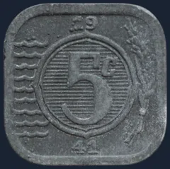 5 Cent 1941 Nederland — Zink (Vierkant)