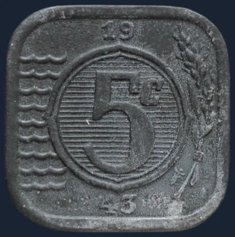 5 Cent 1943 Nederland Zink
