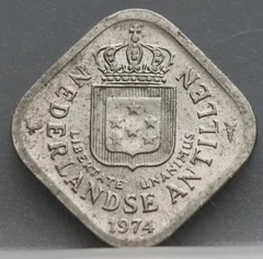5 Cent 1974 Nederlandse Antillen — Cupronikkel achterzijde
