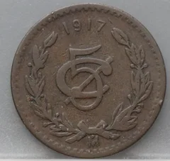 5 Centavos 1917 Mexico voorzijde