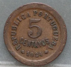 5 Centavos 1924 Portugal — Brons achterzijde