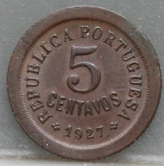 5 Centavos 1927 Portugal — Brons achterzijde