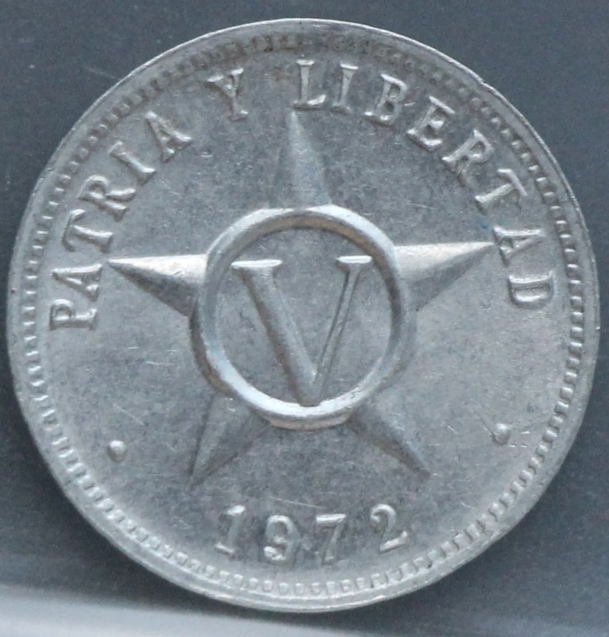 5 Centavos 1972 Cuba — Aluminium voorzijde