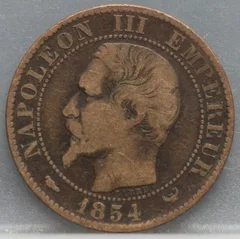 5 Centimes 1854 Frankrijk voorzijde