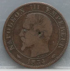 5 Centimes 1854 Frankrijk voorzijde