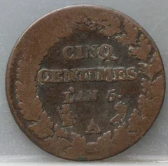 5 Centimes An 5 (A) — Frankrijk achterzijde