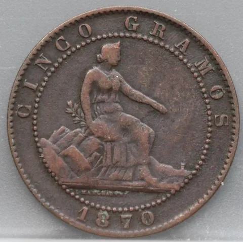 5 Centimos 1870 Spanje — Brons