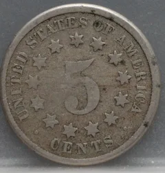 5 Cents 1869 USA – Shield Nickel voorzijde, Cupronikkel