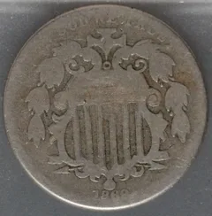 5 Cents 1869 USA – Shield Nickel achterzijde, Cupronikkel