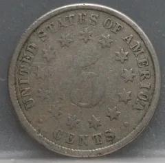 5 Cents 1882 USA – Shield Nickel voorzijde, Cupronikkel
