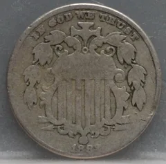 5 Cents 1882 USA – Shield Nickel achterzijde, Cupronikkel
