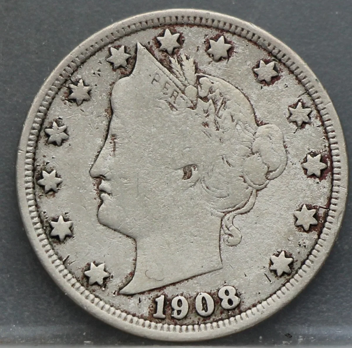 5 Cents 1908 USA — Liberty Head voorzijde, Verenigde Staten, Cupronikkel