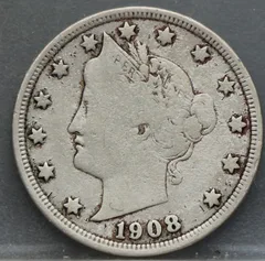 5 Cents 1908 USA — Liberty Head voorzijde, Verenigde Staten, Cupronikkel