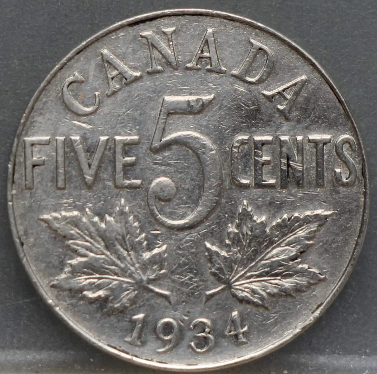 5 Cents 1934 Canada voorzijde, nikkel