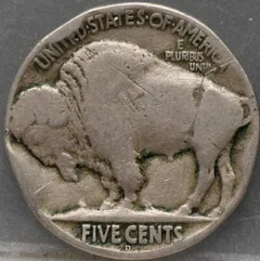 5 Cents 1936-D — Buffalo Nickel USA achterzijde