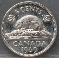 5 Cents 1969 Canada — Nikkel voorzijde