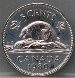 5 Cents 1980 Canada — Nikkel voorzijde