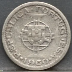 5 Escudos 1960 Mozambique — Zilver voorzijde, Zilver (Ag)