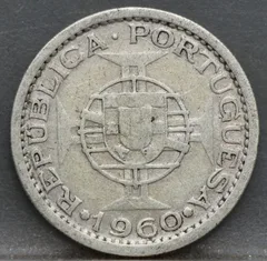 5 Escudos 1960 Mozambique — Zilver voorzijde, Zilver (Ag)