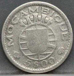5 Escudos 1960 Mozambique — Zilver achterzijde, Zilver (Ag)