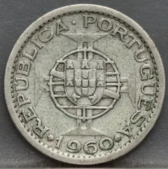 5 Escudos 1960 Mozambique — Zilver achterzijde, Zilver (Ag)
