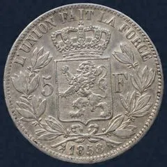 5 francs 1858 België Leopold I