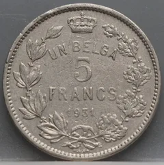 5 Francs 1931 België — Nikkel (Franstalige versie) achterzijde