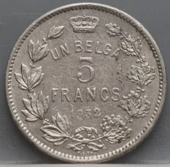 5 Francs 1932 België — Nikkel achterzijde