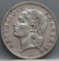 5 Francs 1933 Frankrijk — Nikkel voorzijde