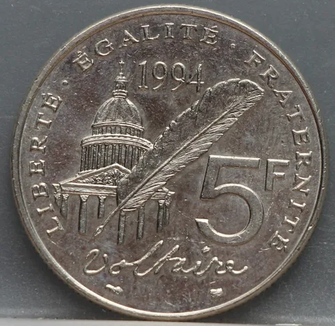 5 Francs 1994 Frankrijk — Voltaire Herdenkingsmunt