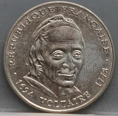 5 Francs 1994 Frankrijk — Voltaire Herdenkingsmunt achterzijde, Cupro-nikkel