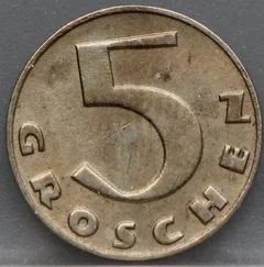 5 Groschen 1932 Oostenrijk Cupronikkel achterzijde