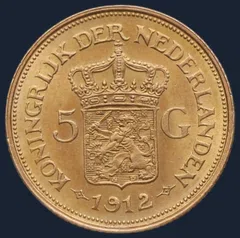 5 Gulden 1912 Wilhelmina - gouden vijfje 1912