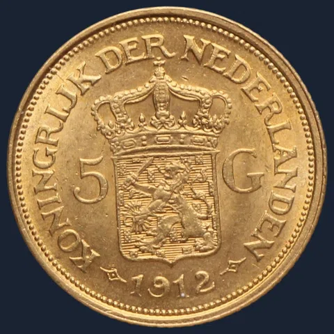 5 Gulden 1912 Wilhelmina - gouden vijfje 1912