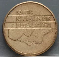 5 Gulden 1989 Beatrix — Verbronsd Nikkel achterzijde