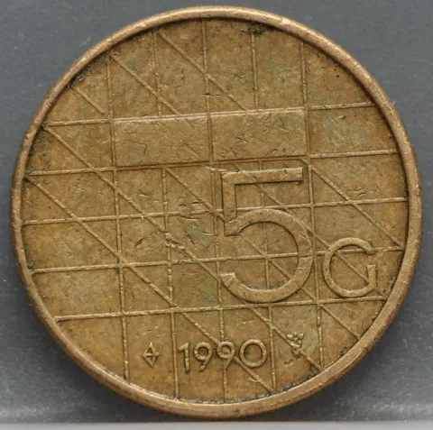 5 Gulden 1990 Beatrix — Verbronsd Nikkel