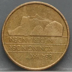 5 Gulden 1990 Beatrix — Verbronsd Nikkel achterzijde