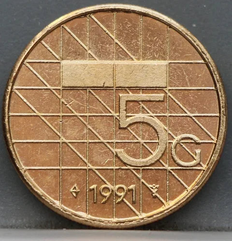 5 Gulden 1991 Beatrix — Verbronsd Nikkel