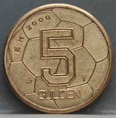 5 Gulden 2000 — European Football Championship voorzijde, Nederland, Verbronsd nikkel