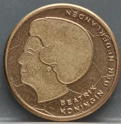 5 Gulden 2000 — European Football Championship achterzijde, Nederland, Verbronsd nikkel
