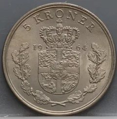 5 Kroner 1964 Denemarken Cupronikkel voorzijde