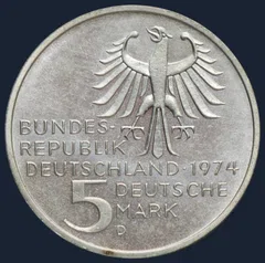 5 Mark 1974 Duitsland Kant