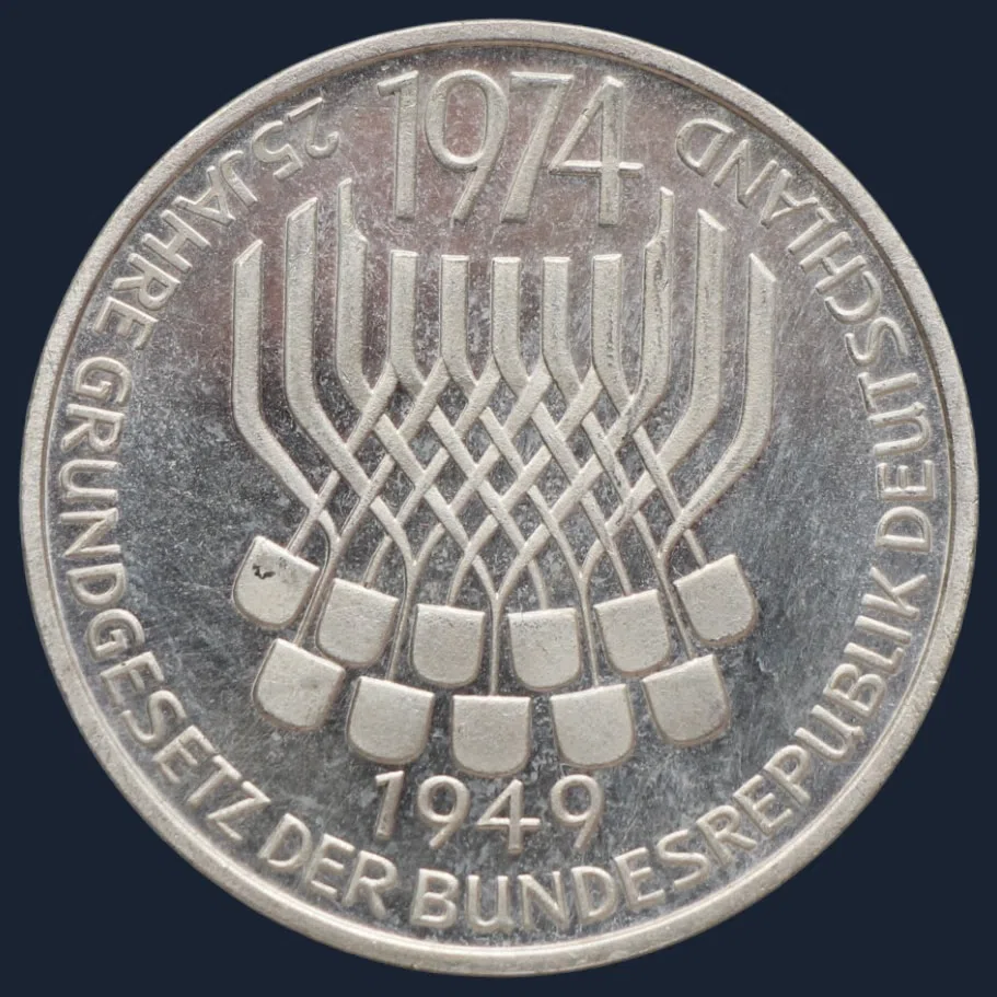 5 Mark 1974 (F) Duitsland - 25 jaar Grondwet Bondsrepubliek