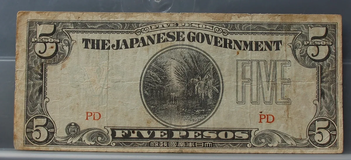 5 Pesos 1942 — Filipijnen, The Japanese Government voorzijde