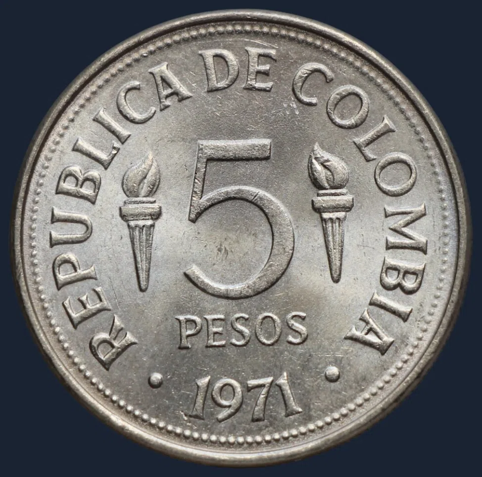 5 Pesos 1971 Colombia - "6th Pan-American Games in Cali"