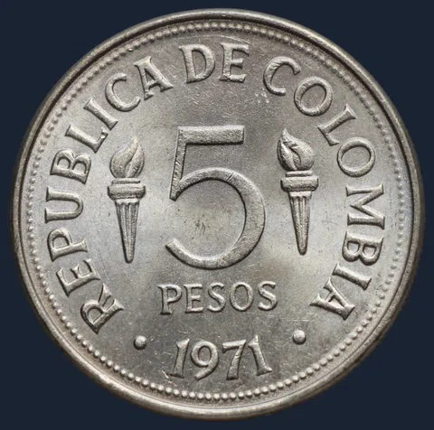5 Pesos 1971 Colombia - "6th Pan-American Games in Cali"