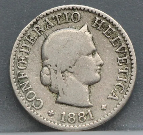 5 Rappen 1881 Zwitserland Cupronikkel