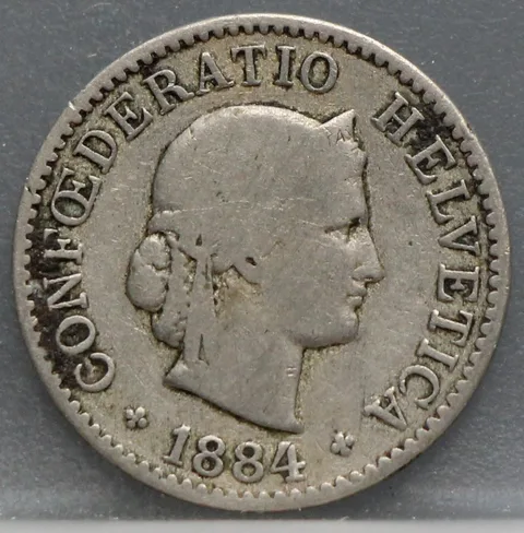 5 Rappen 1884 Zwitserland Cupronikkel