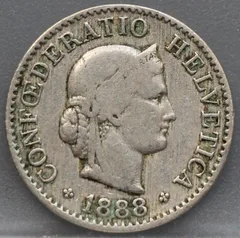 5 Rappen 1888 Zwitserland Cupronikkel voorzijde