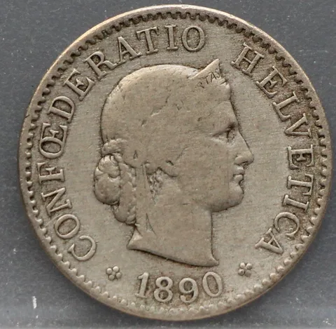 5 Rappen 1890 Zwitserland Cupronikkel